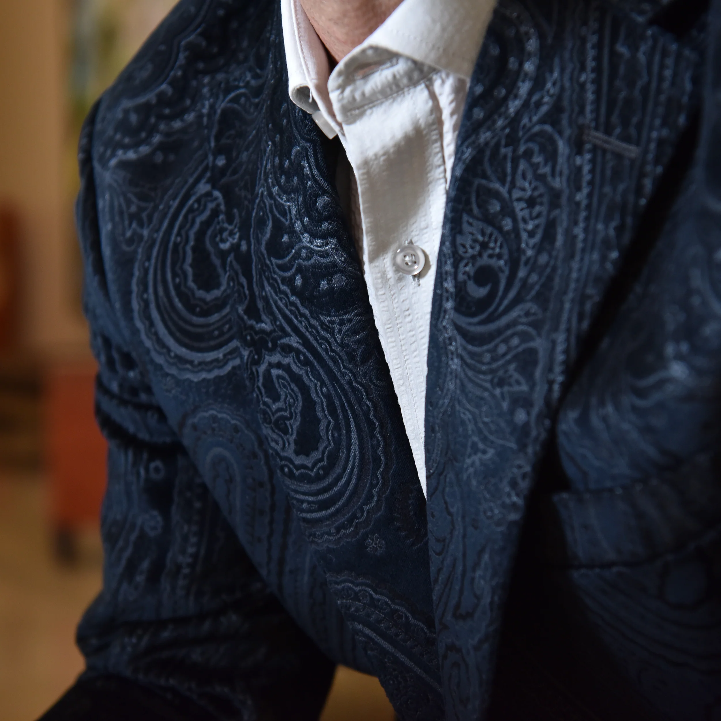 Audubon Black Gray Paisley Velvet Sport Coat - Image 3