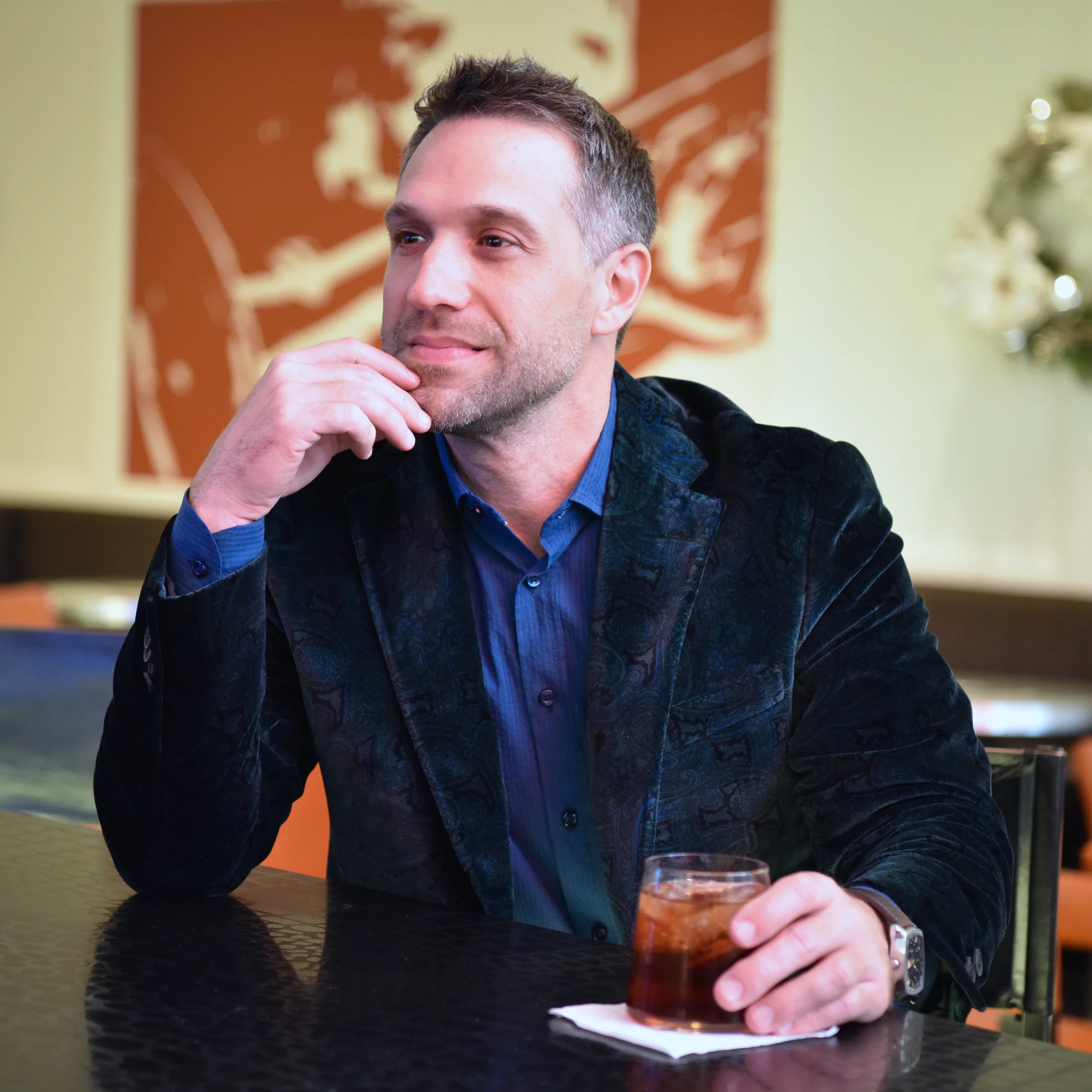 Audubon Black Green Paisley Velvet Sport Coat - Image 3