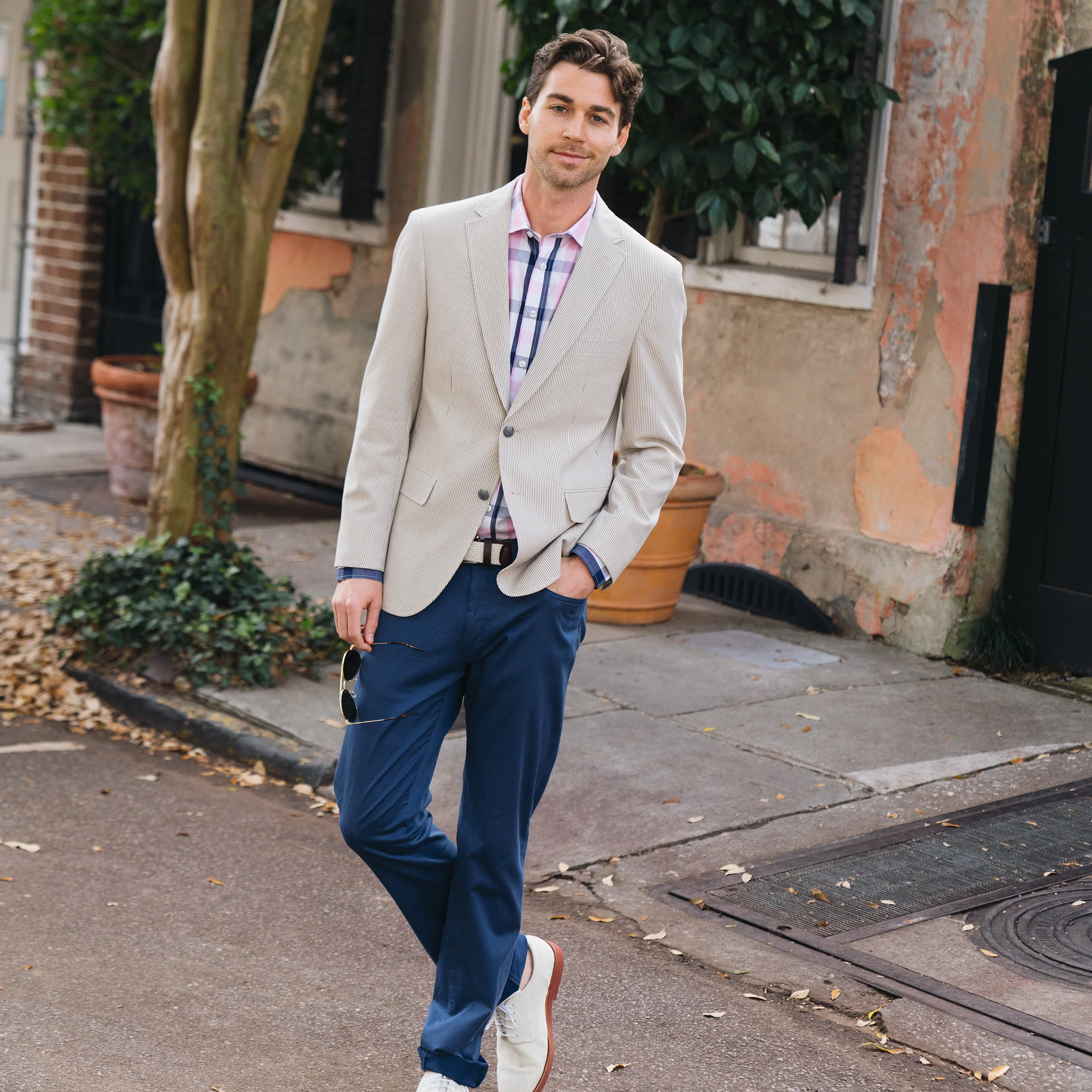 Audubon Pink, White & Navy Oversize Check - Image 3