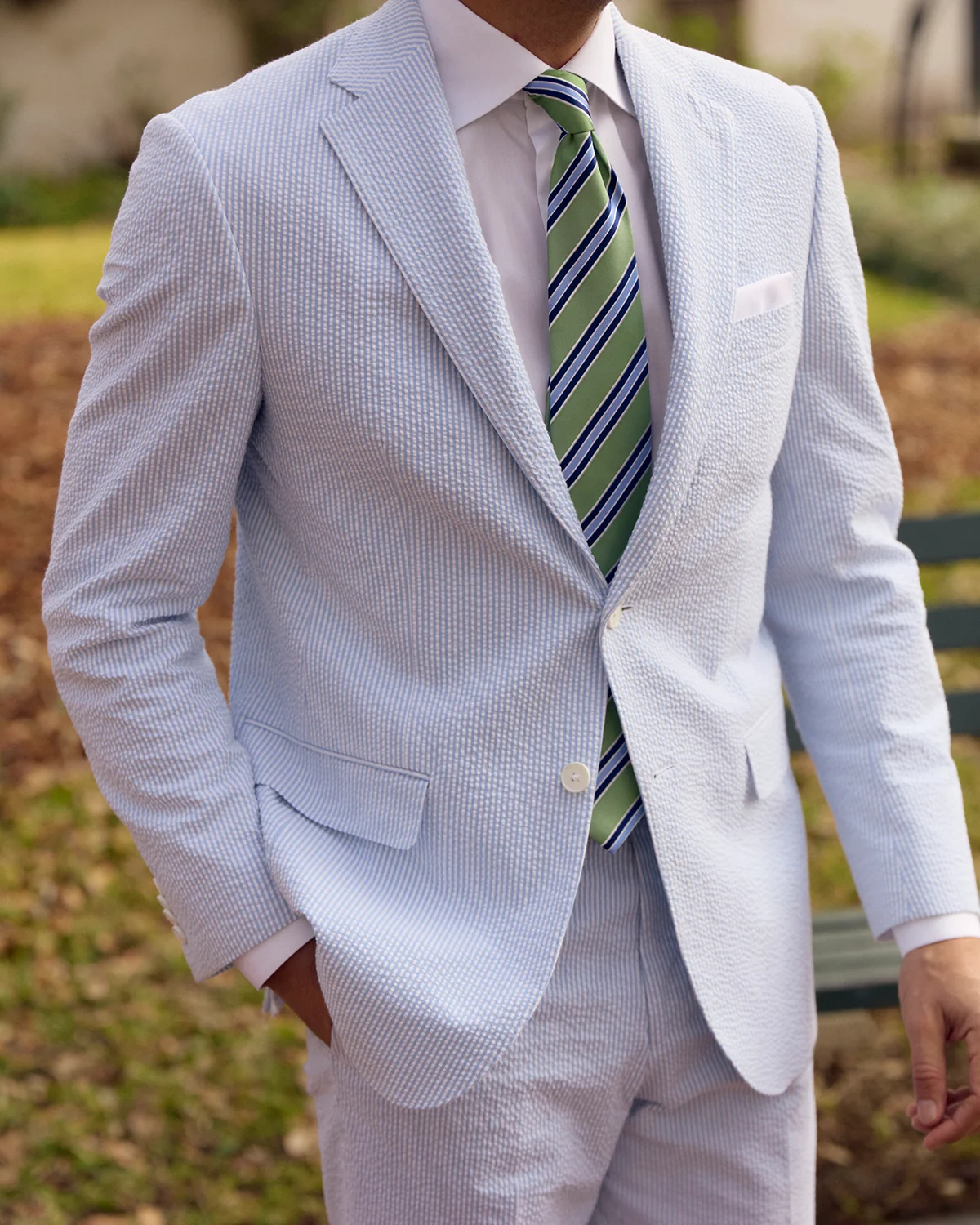 Blue Ice Seersucker Stretch Sport Coat | Seersucker Suit Separates - Image 4