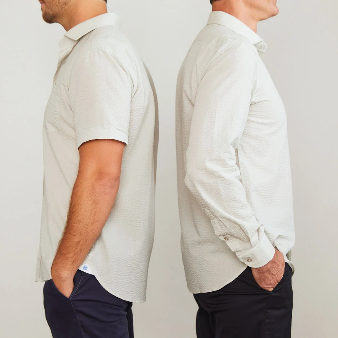 Chartres Long Sleeve Light Grey Solid Seersucker - Image 5
