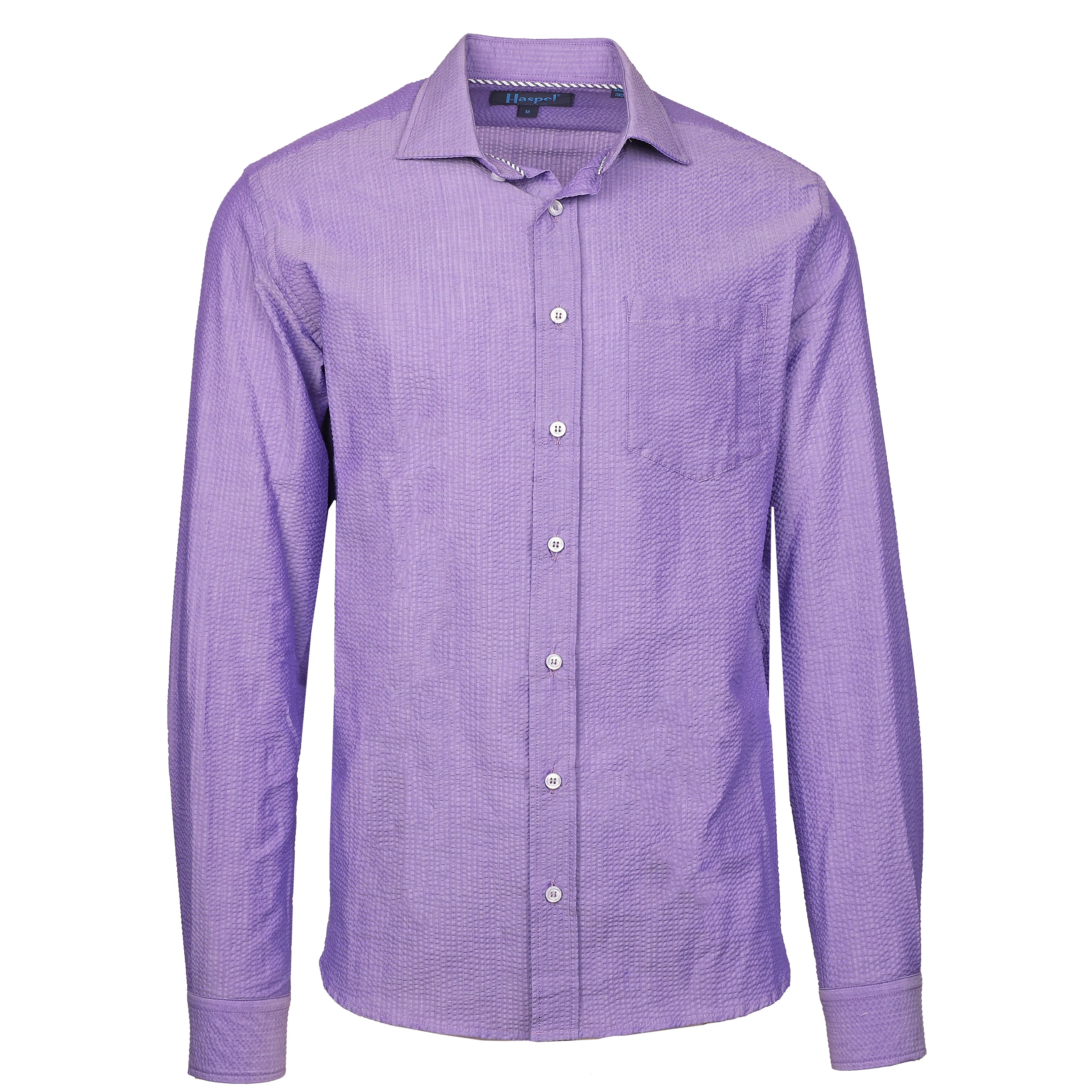 Chartres Long Sleeve Solid Purple Seersucker - Image 5