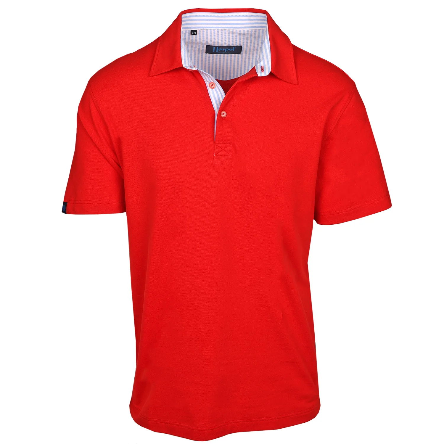 Corta TAILORED FIT Red Polo with Lt. Blue Seersucker Trim - Image 4