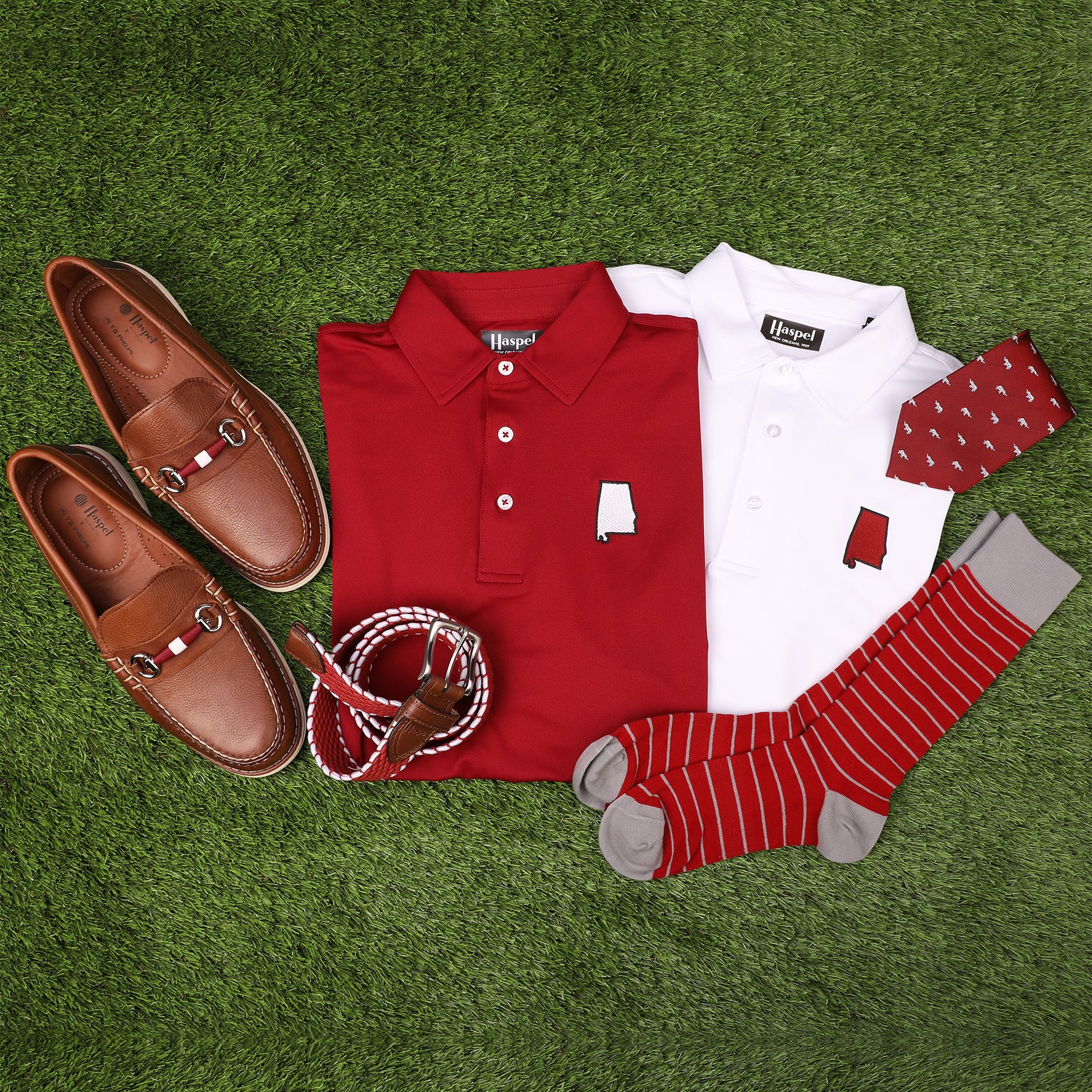 Crimson Red & White Elastic Belt - Image 3