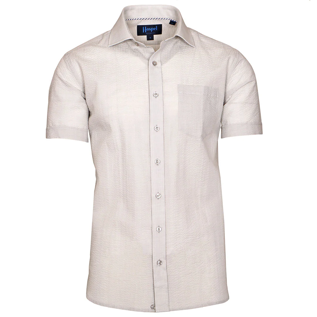 Freret Light Grey Solid Seersucker - Short Sleeve - Image 5