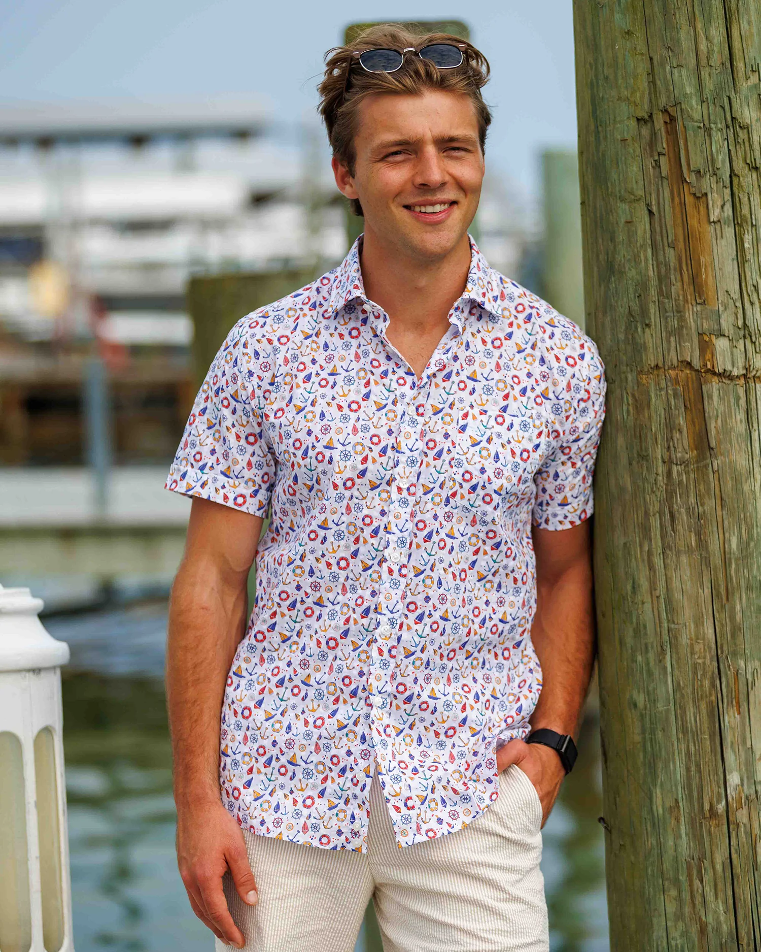 Freret Nautical Theme Print Short Sleeve Shirt - Image 3