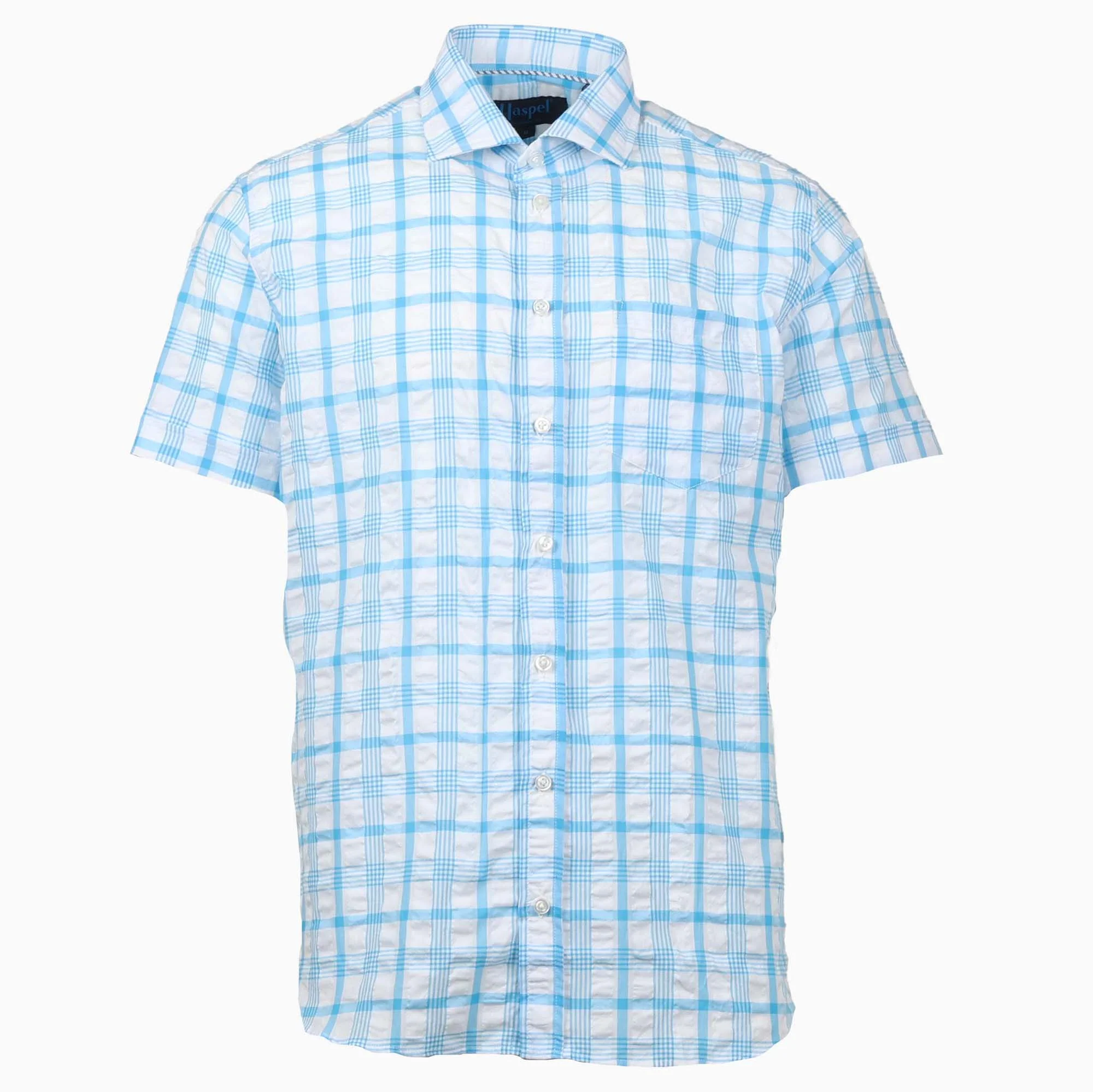 Freret Teal Grid Large Plaid Short Sleeve Shirt - Image 2