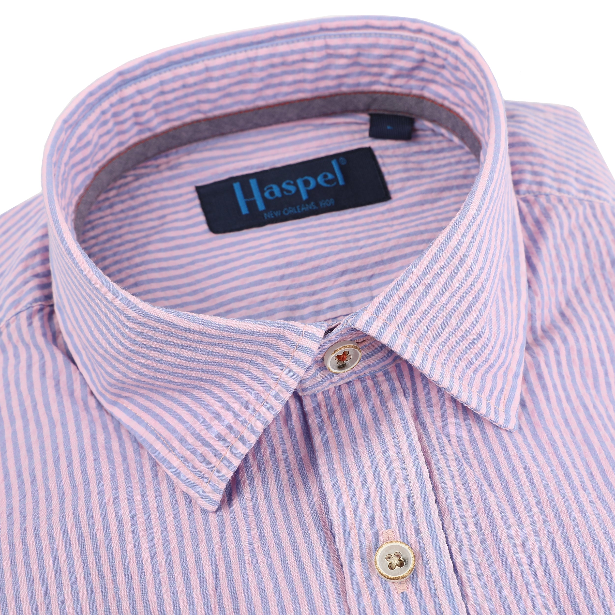 Maratea Pink Seersucker Garment Dyed Long Sleeve Shirt