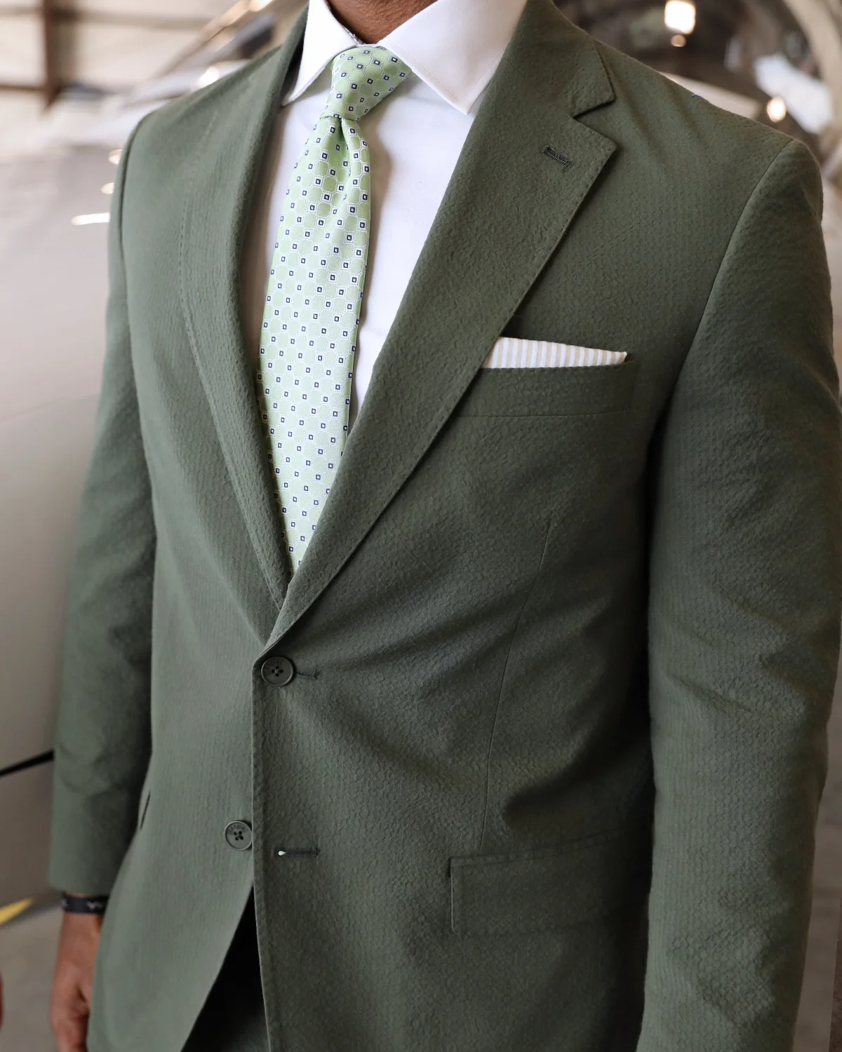 Martini Olive Green Seersucker Stretch Pants | Seersucker Suit Separates - Image 4