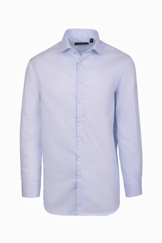 Prato Blue Textured Solid Dress Shirt - Image 2