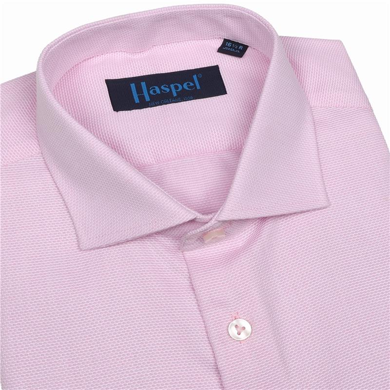 Prato Pink Textured Solid Dress Shirt