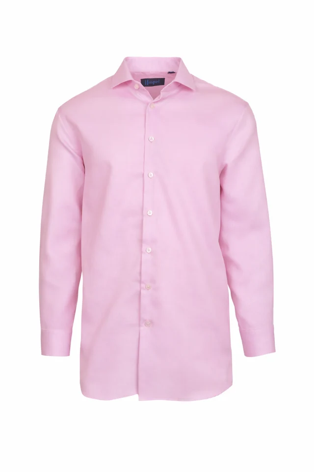 Prato Pink Textured Solid Dress Shirt - Image 2