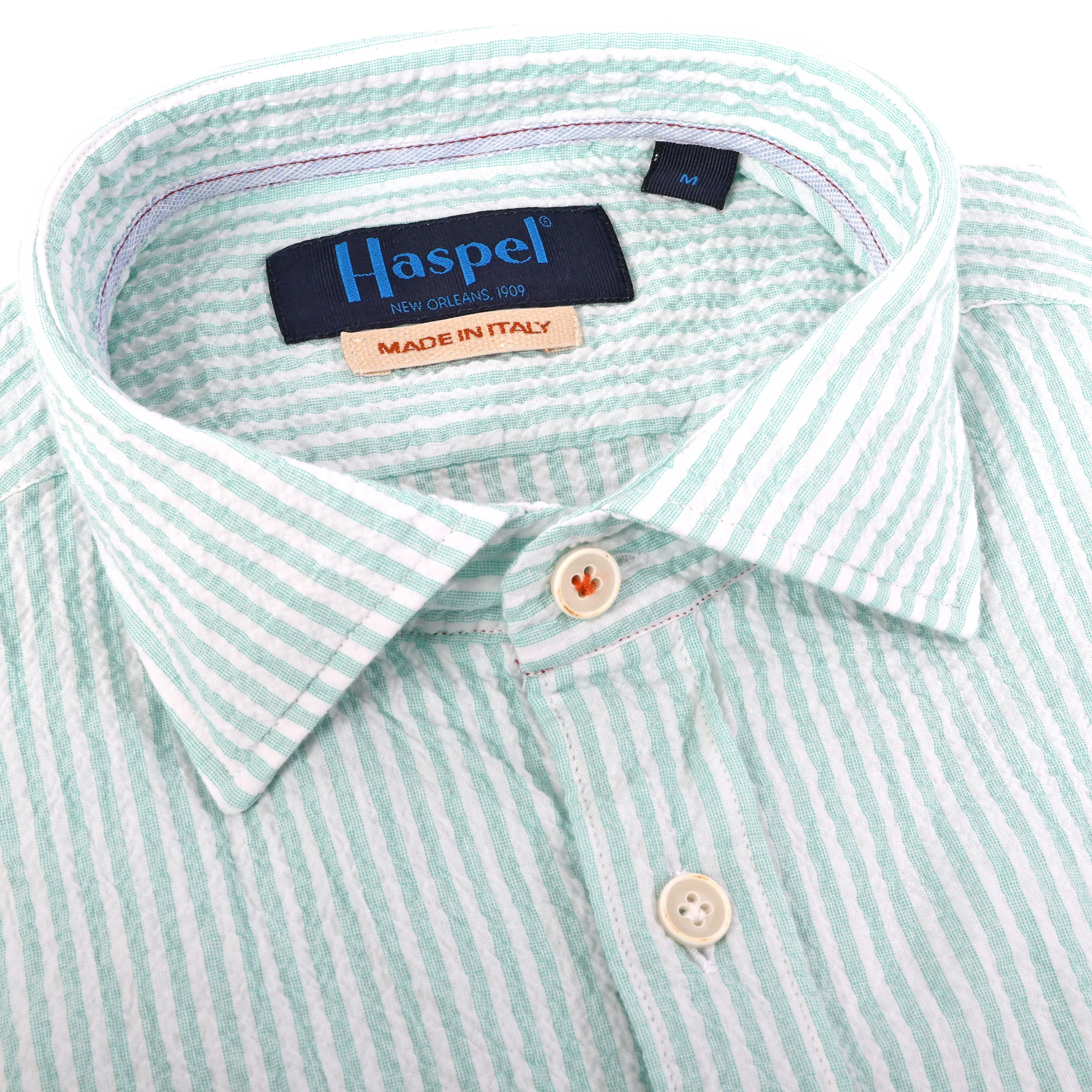 Riley Mint Green Stripe Seersucker Short Sleeve Shirt