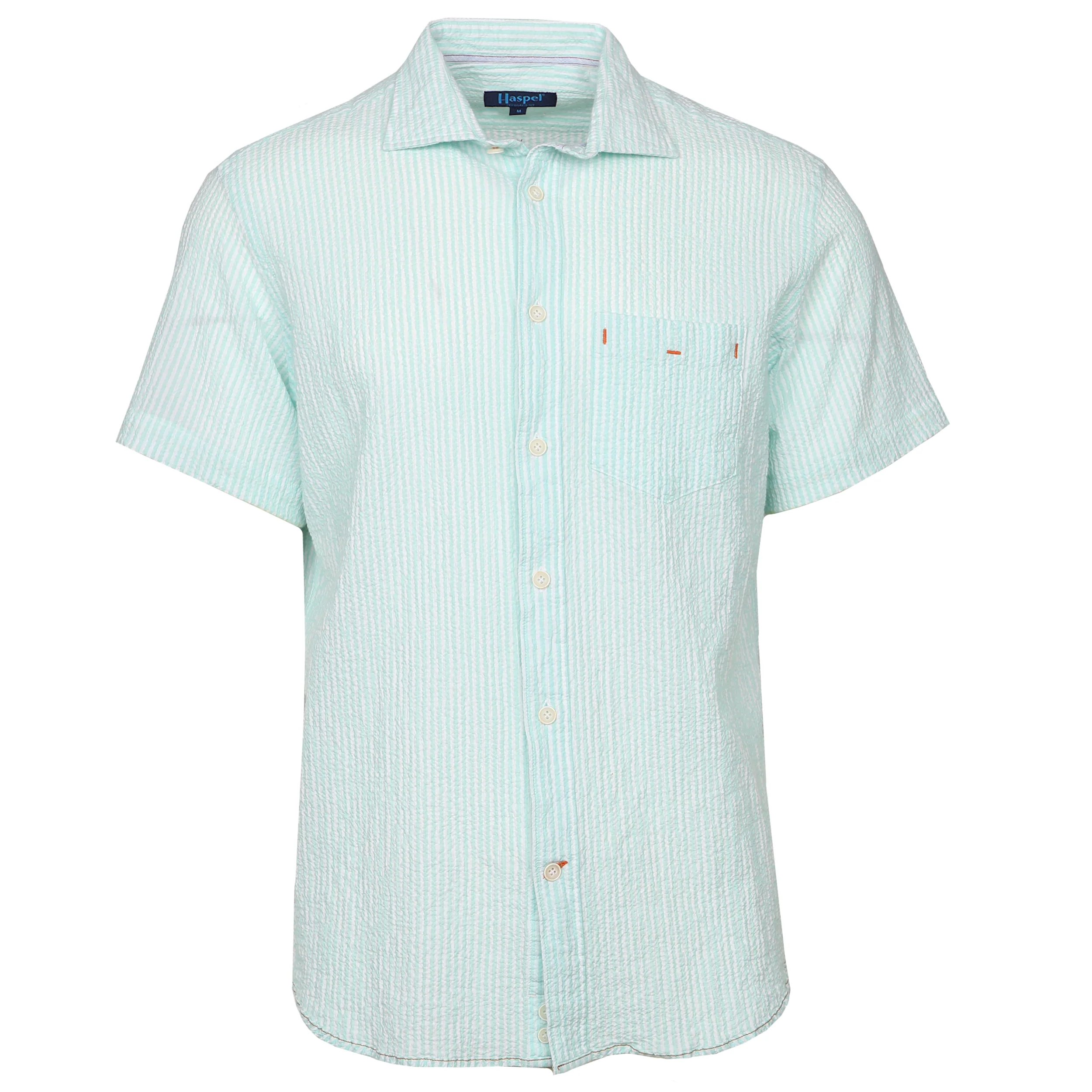 Riley Mint Green Stripe Seersucker Short Sleeve Shirt - Image 6
