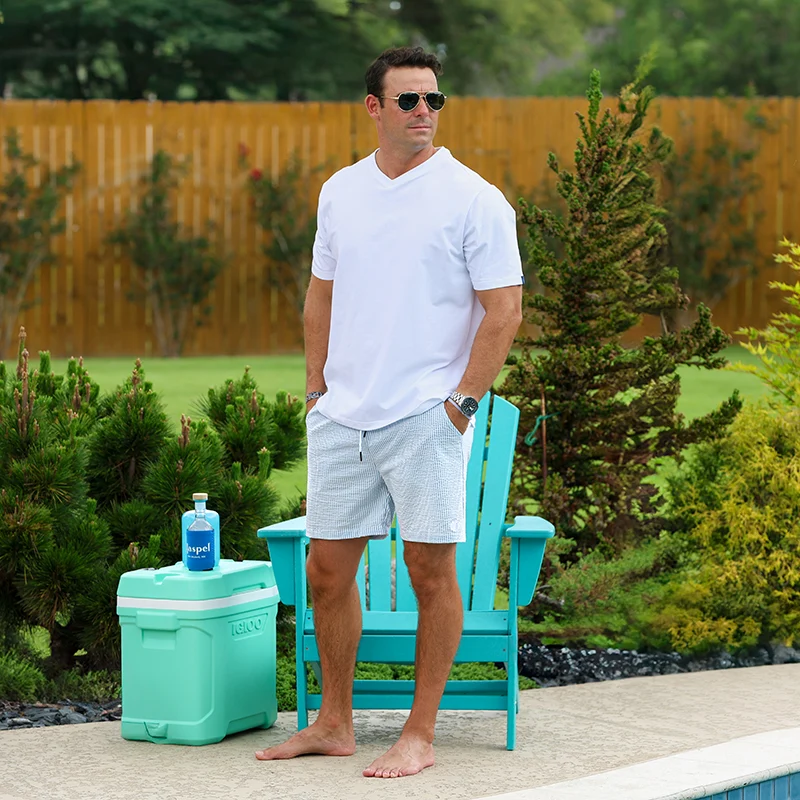 Sherwood Lt. Blue Seersucker Stretch Swimsuit - Image 5