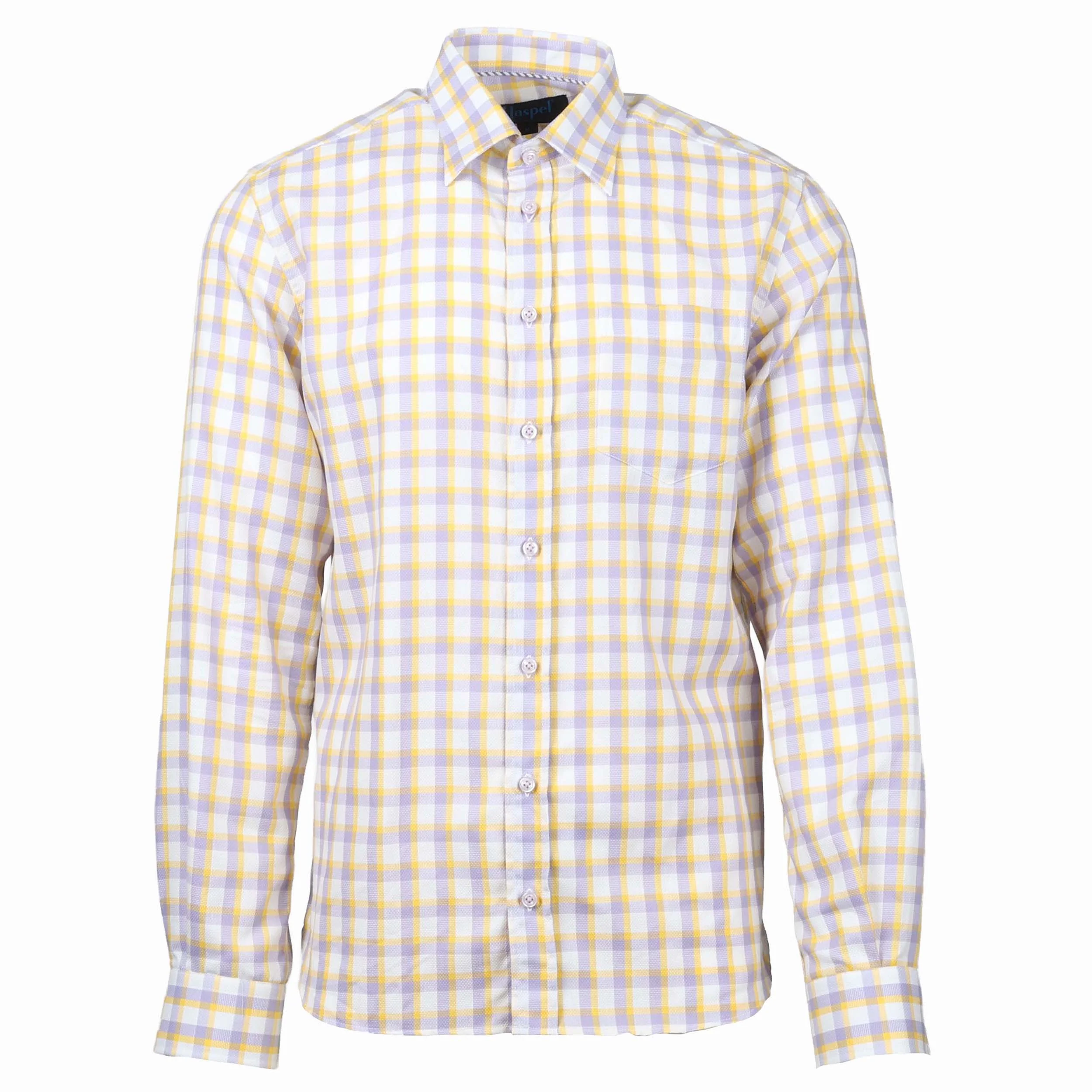 Treme Purple and Gold Textured Plaid Long Sleeve Shirt - Image 2